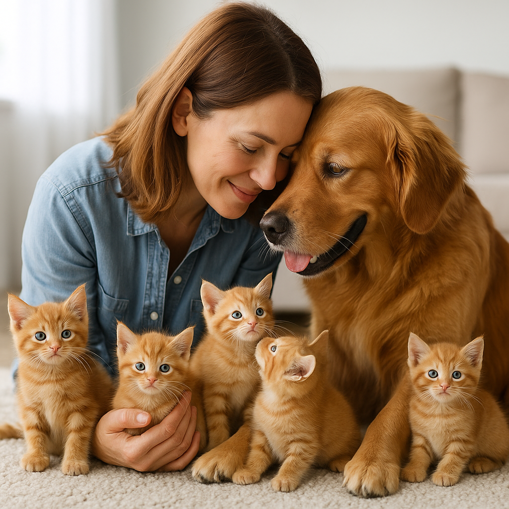 Fokker met nestje gezonde kittens